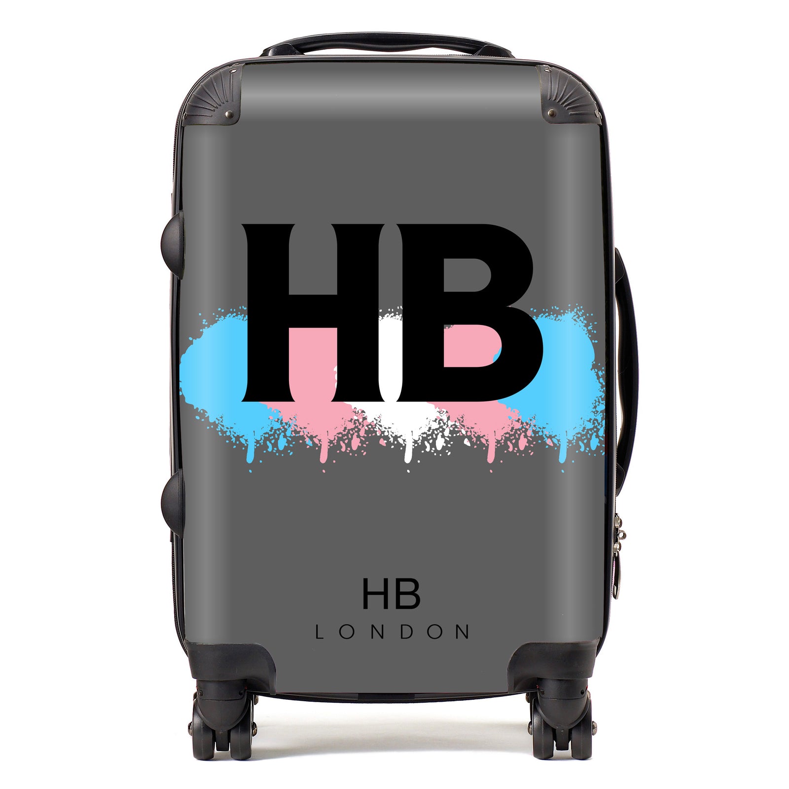 Personalised Trans Pride Splashes Initial Suitcase
