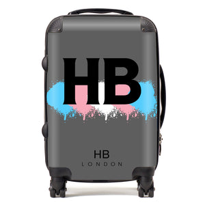 Personalised Trans Pride Splashes Initial Suitcase