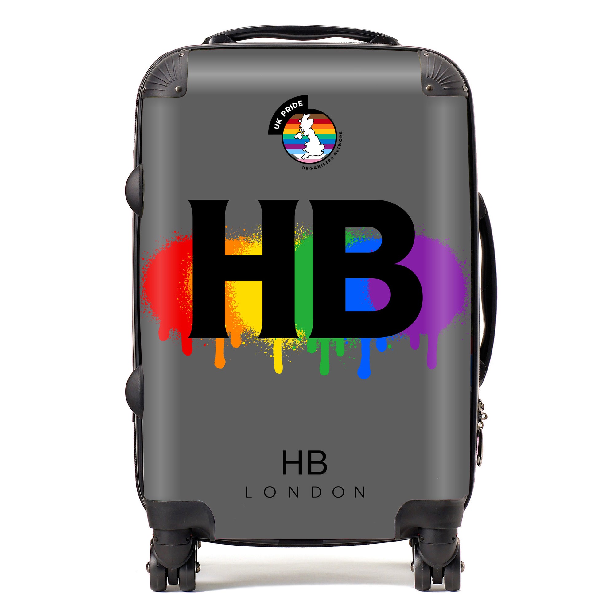 Personalised UKPON Rainbow Splashes Initial Suitcase