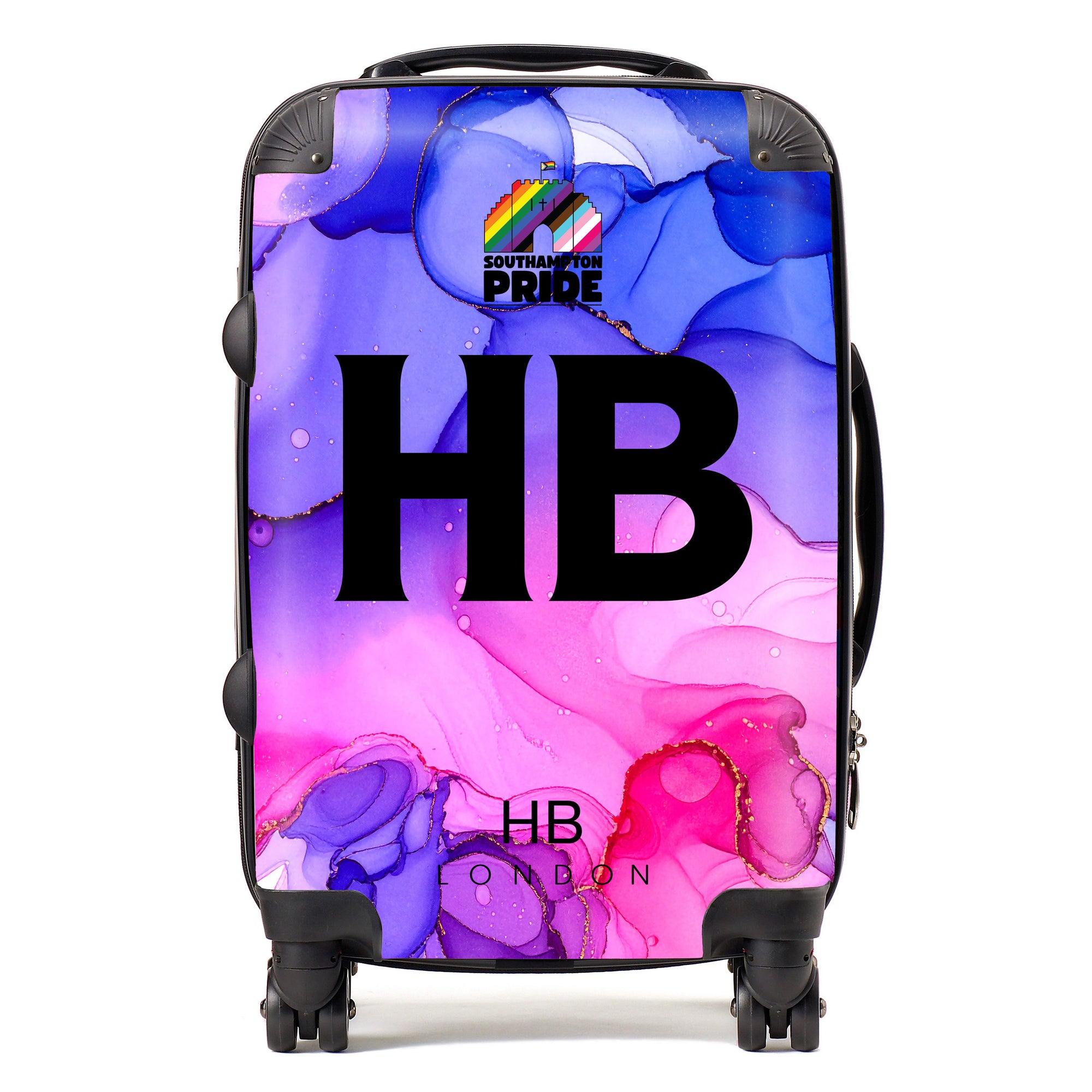 Personalised Southampton Pride Bisexual Pride Ink Marble Initial Suitcase