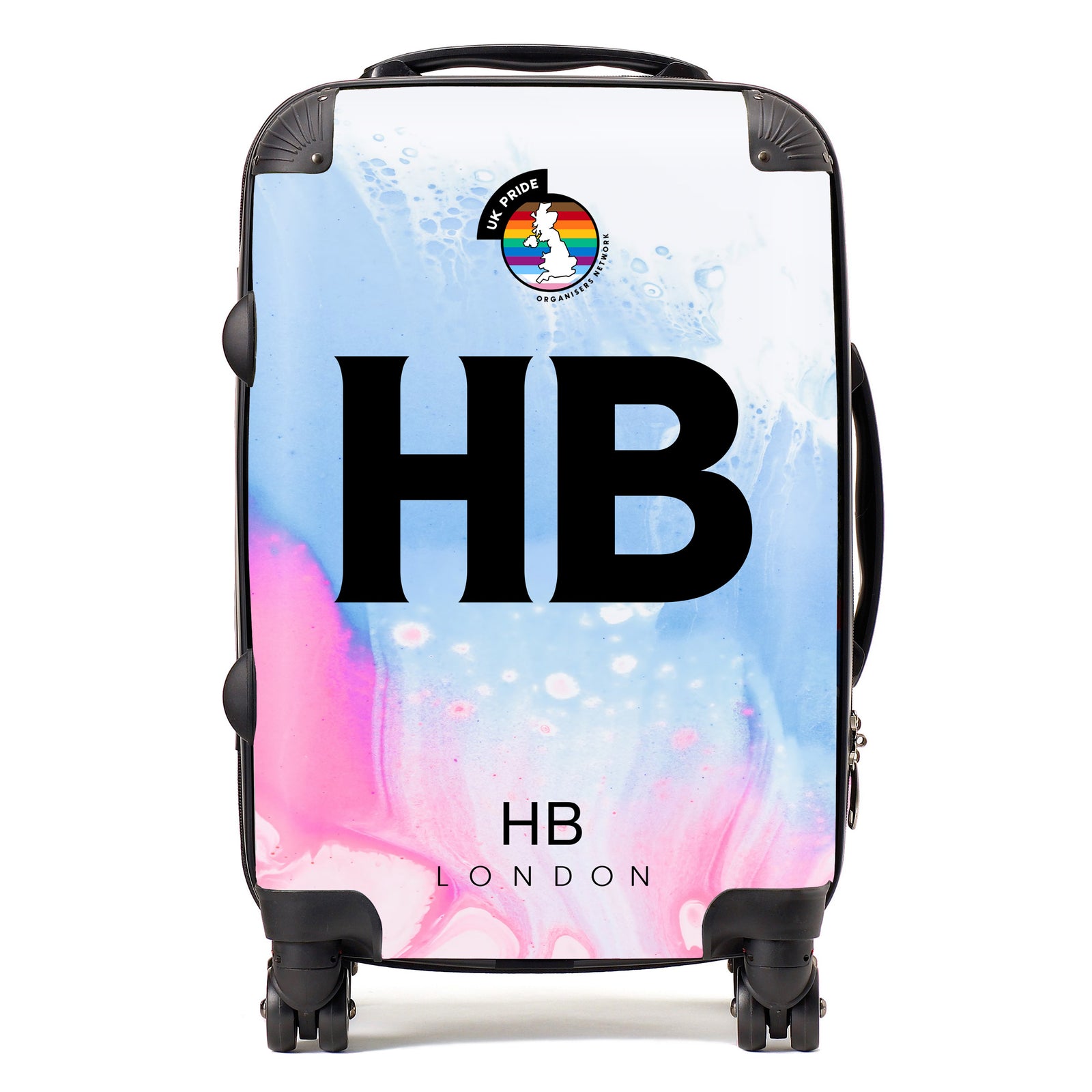 Personalised UKPON Trans Pride Marble Initial Suitcase