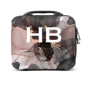 Personalised Black and Dusky Ink Marble Vanity Case