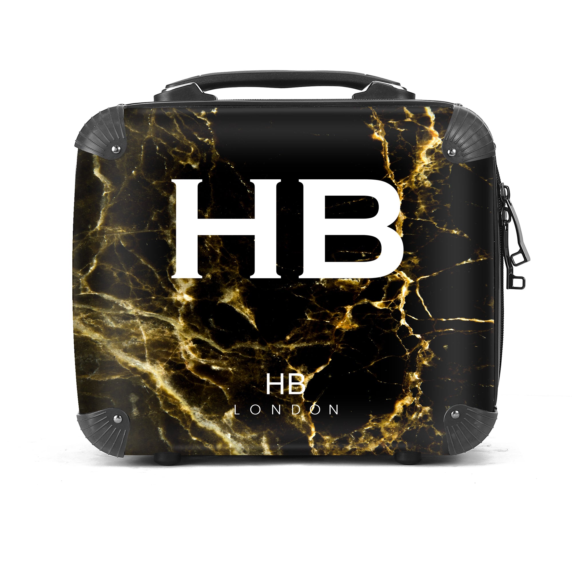 Personalised Black and Gold Marble Vanity Case