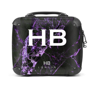 Personalised Black and Purple Cracked Marble Vanity Case