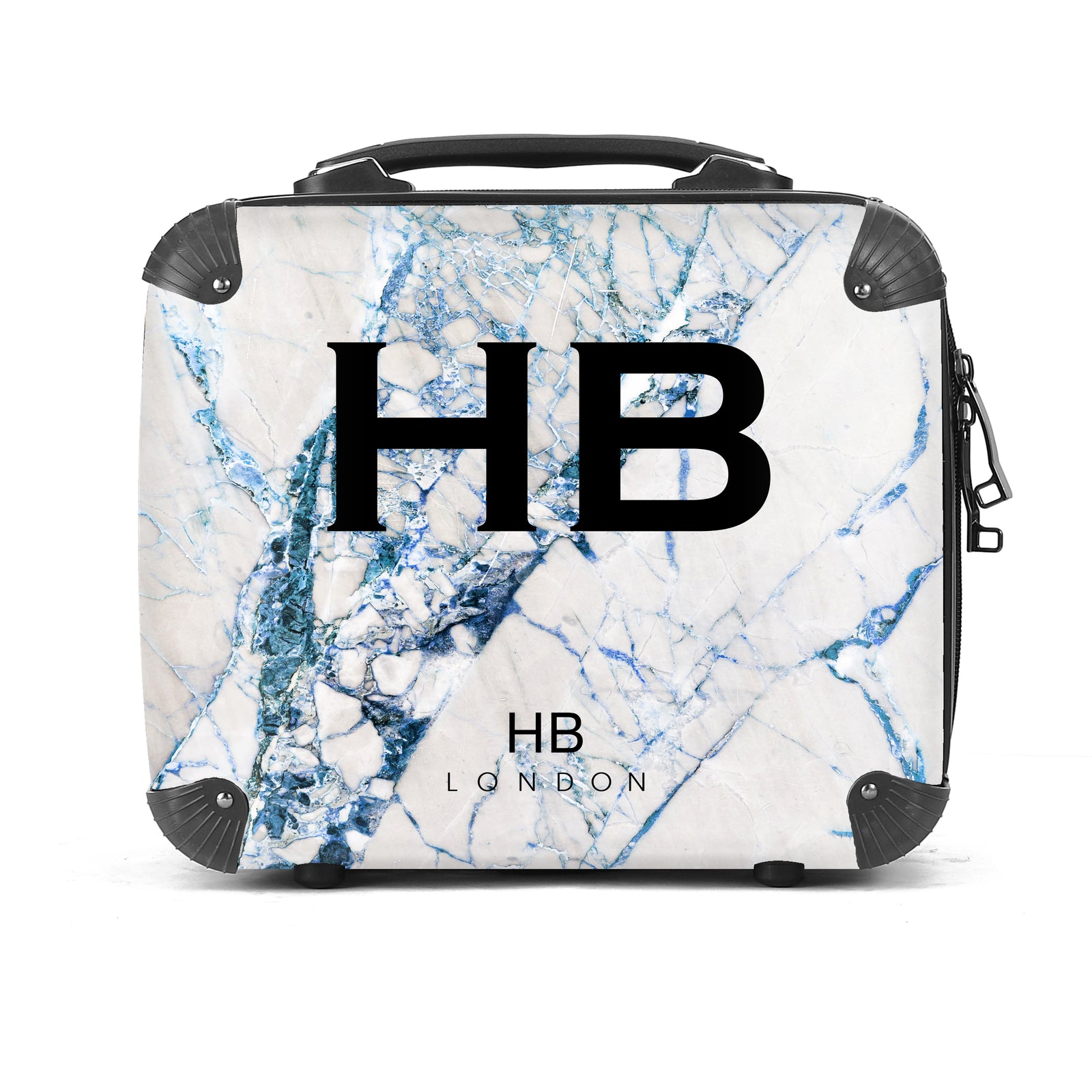 Personalised Blue Cracked Marble Vanity Case