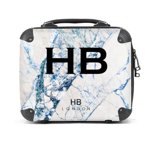 Personalised Blue Cracked Marble Vanity Case