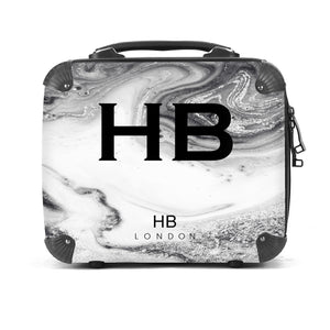 Personalised Grey and White Liquid Marble Vanity Case