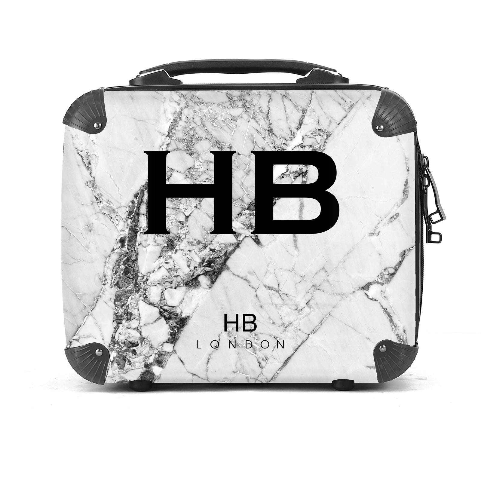 Personalised Monochrome Cracked Marble Vanity Case