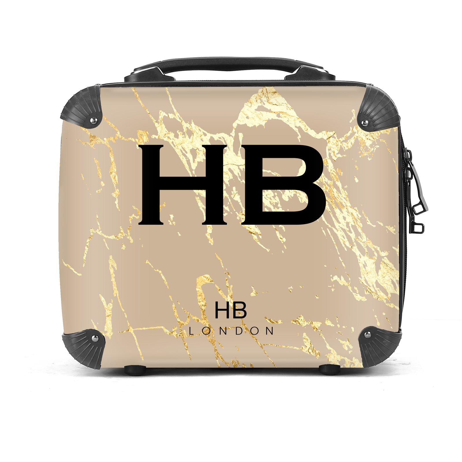 Personalised Nude and Gold Marble Vanity Case
