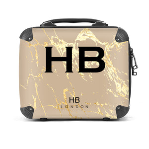 Personalised Nude and Gold Marble Vanity Case