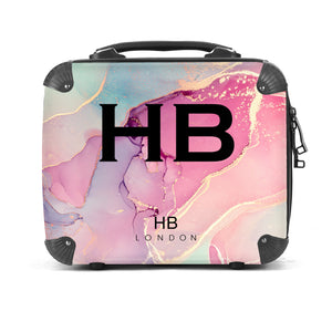 Personalised Pastel and Gold Ink Marble Vanity Case