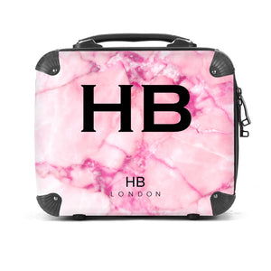 Personalised Pink Shattered Marble Vanity Case