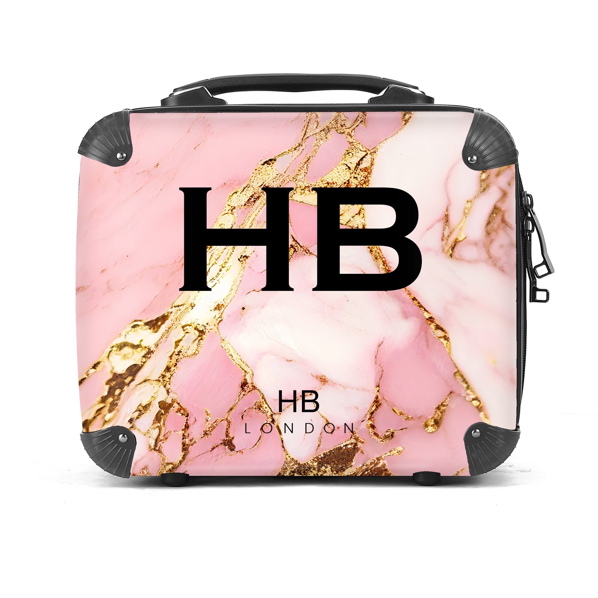 Personalised Pink and Gold Granite Marble Vanity Case