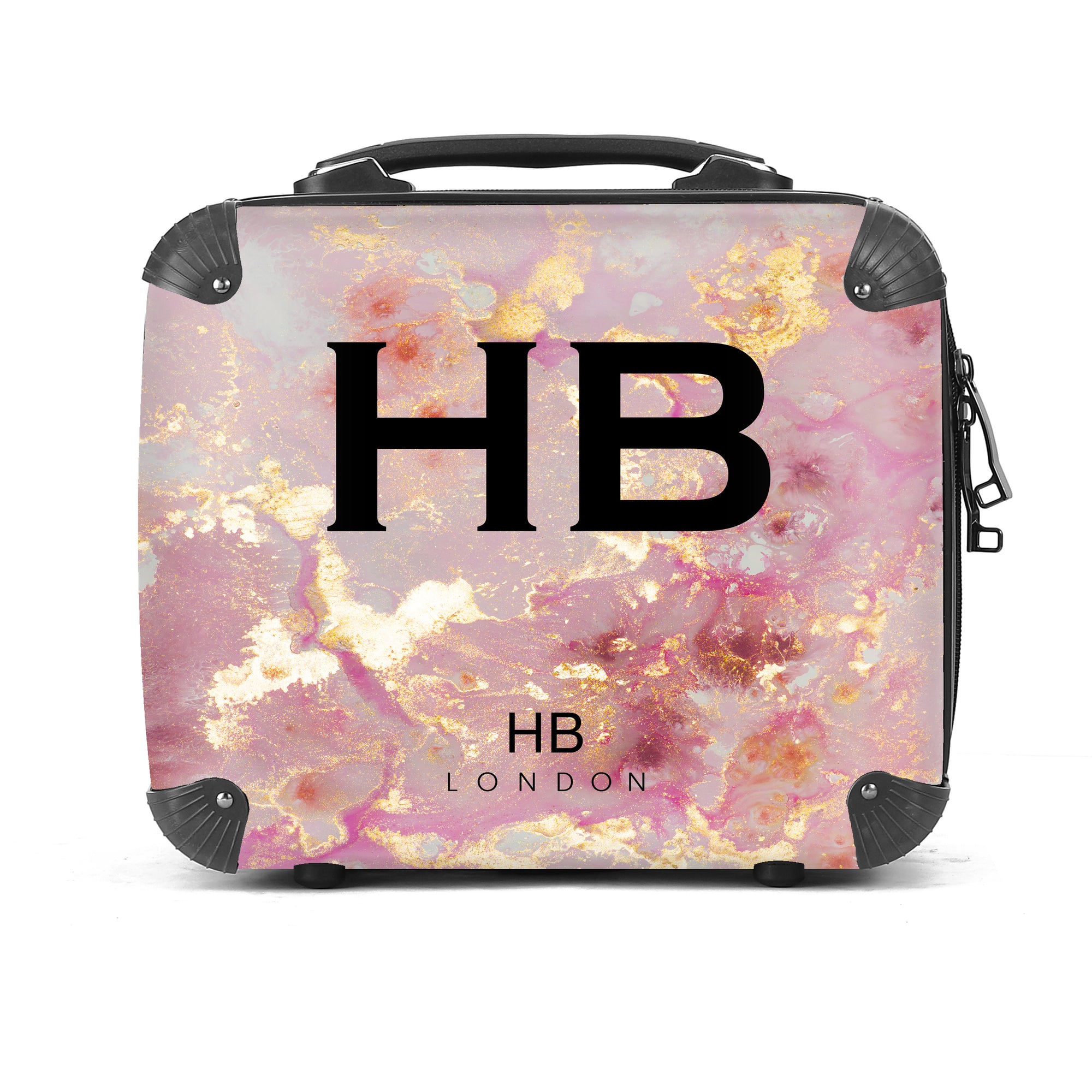 Personalised Pink and Gold Marble Vanity Case