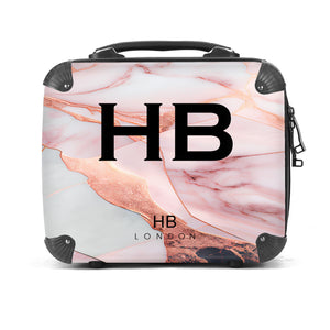 Personalised Pink and Rose Gold Marble Vanity Case