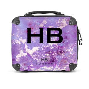 Personalised Purple and Off White Marble Vanity Case
