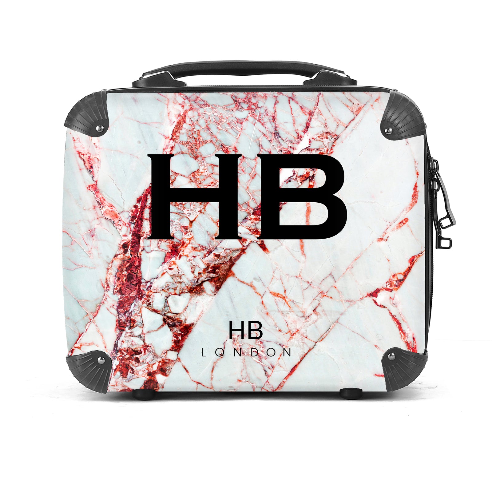 Personalised Red Cracked Marble Vanity Case