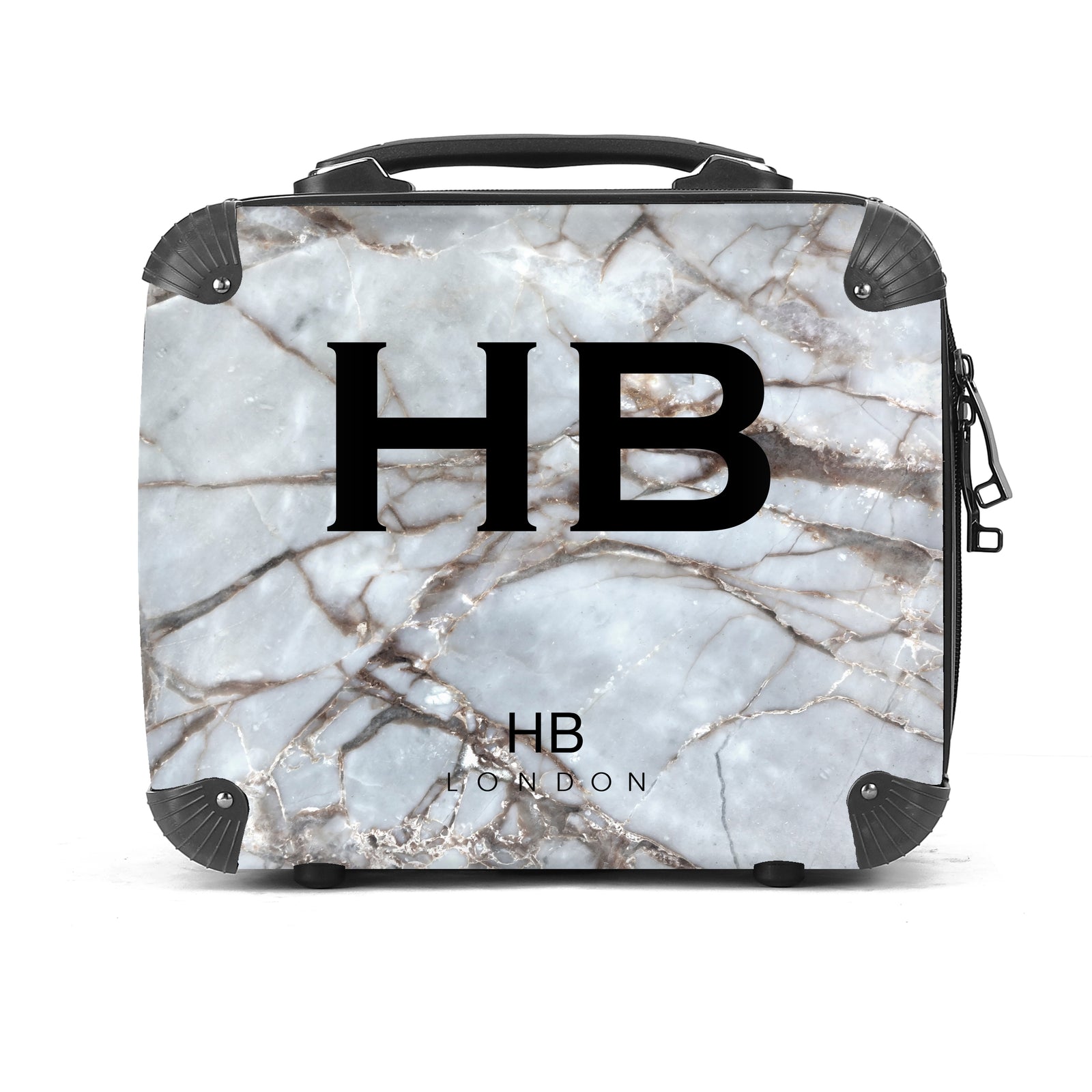 Personalised Silver Grey Shattered Marble Vanity Case