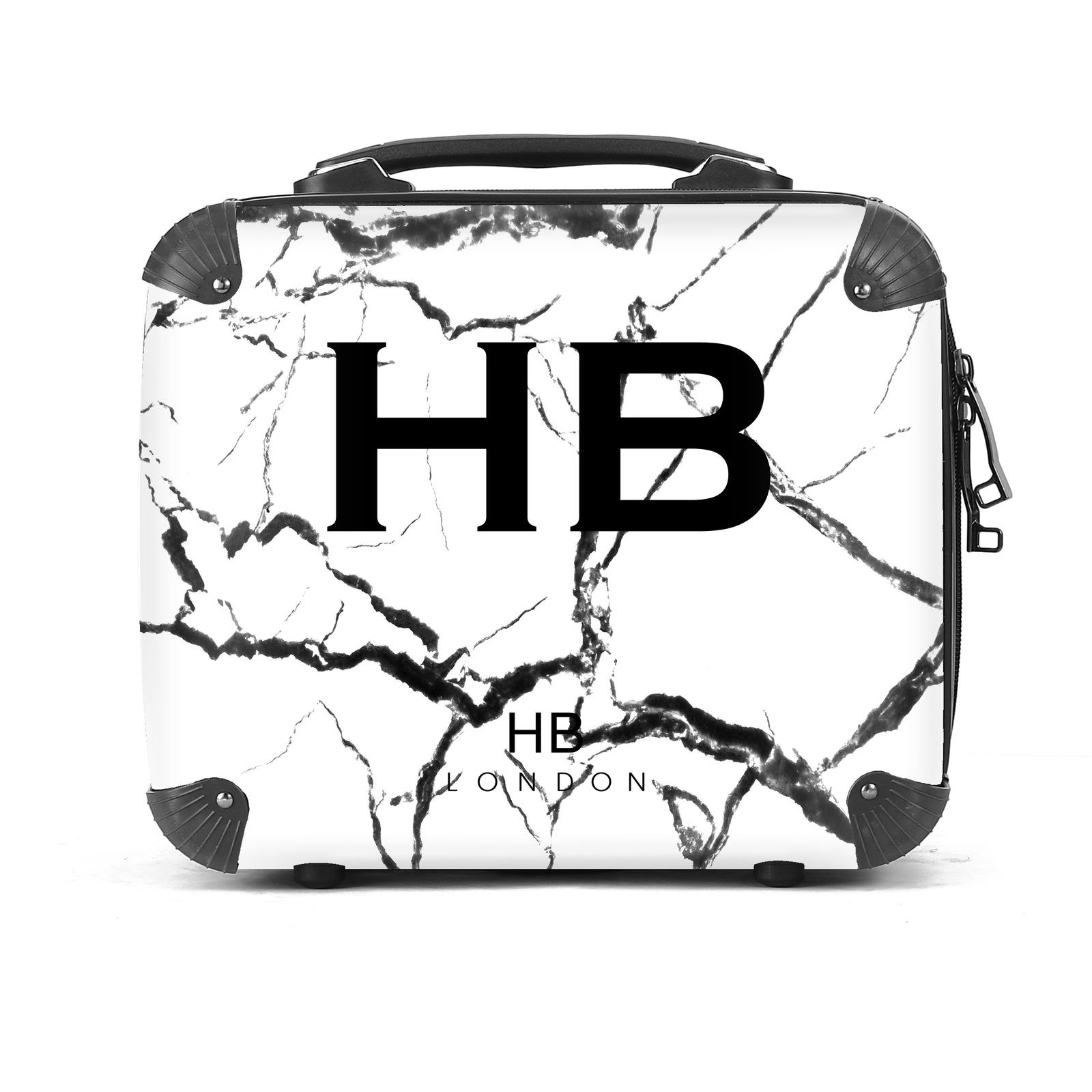 Personalised White and Black Marble Vanity Case