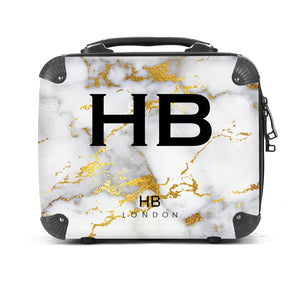 Personalised White and Gold Foil Marble Vanity Case