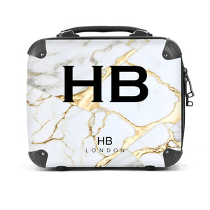 Personalised White and Gold Marble Vanity Case