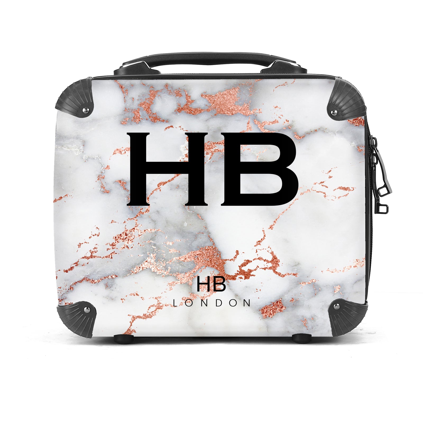 Personalised White and Rose Gold Foil Marble Vanity Case