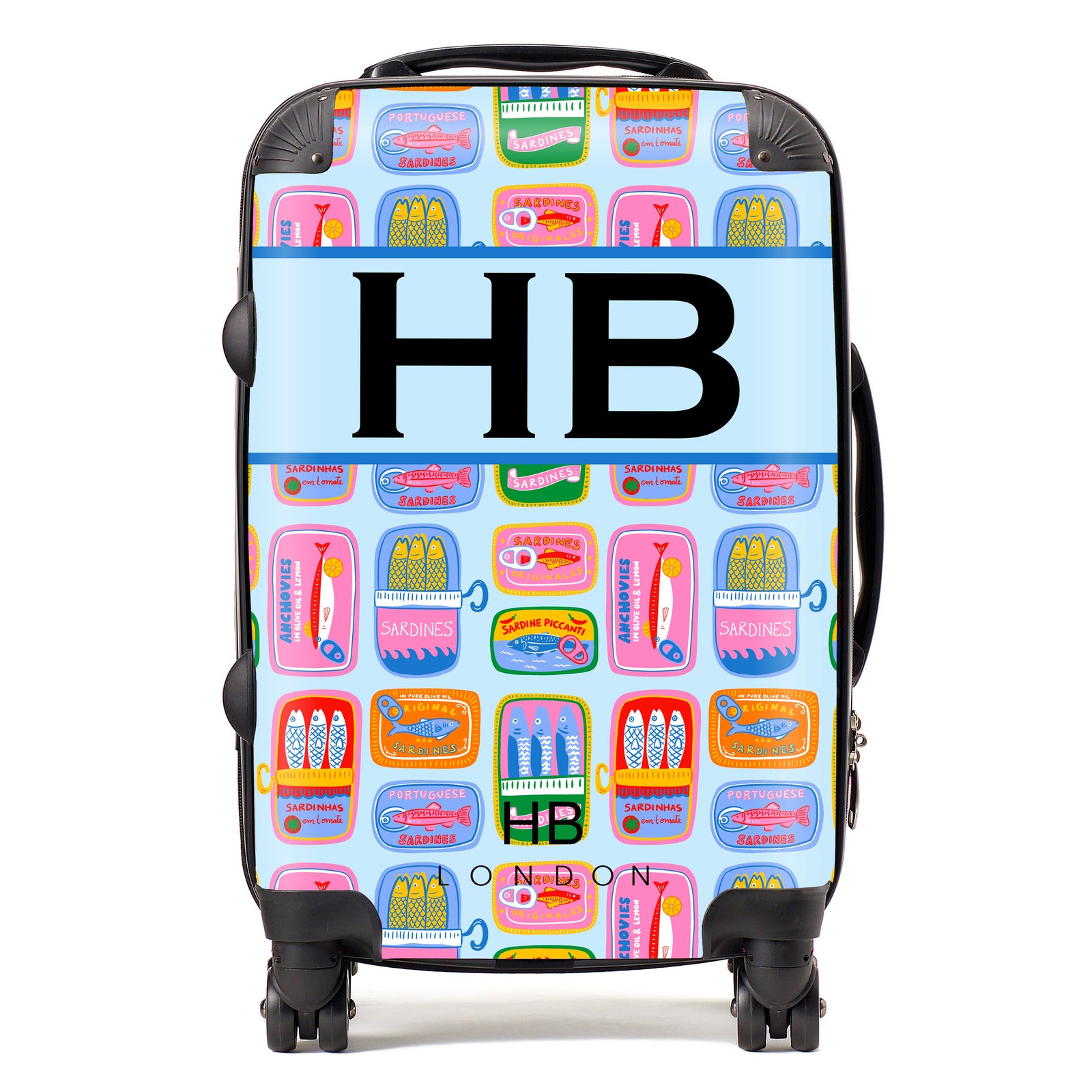 Personalised Lisbon Market with Black Font Initial Suitcase