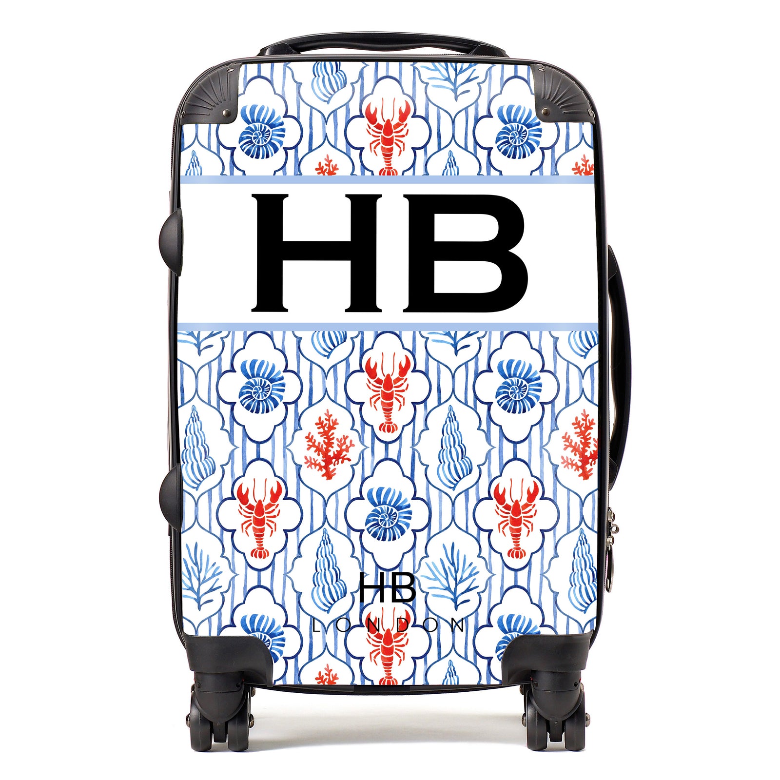 Personalised Adriatic Catch with Black Font Initial Suitcase