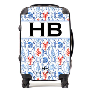 Personalised Adriatic Catch with Black Font Initial Suitcase