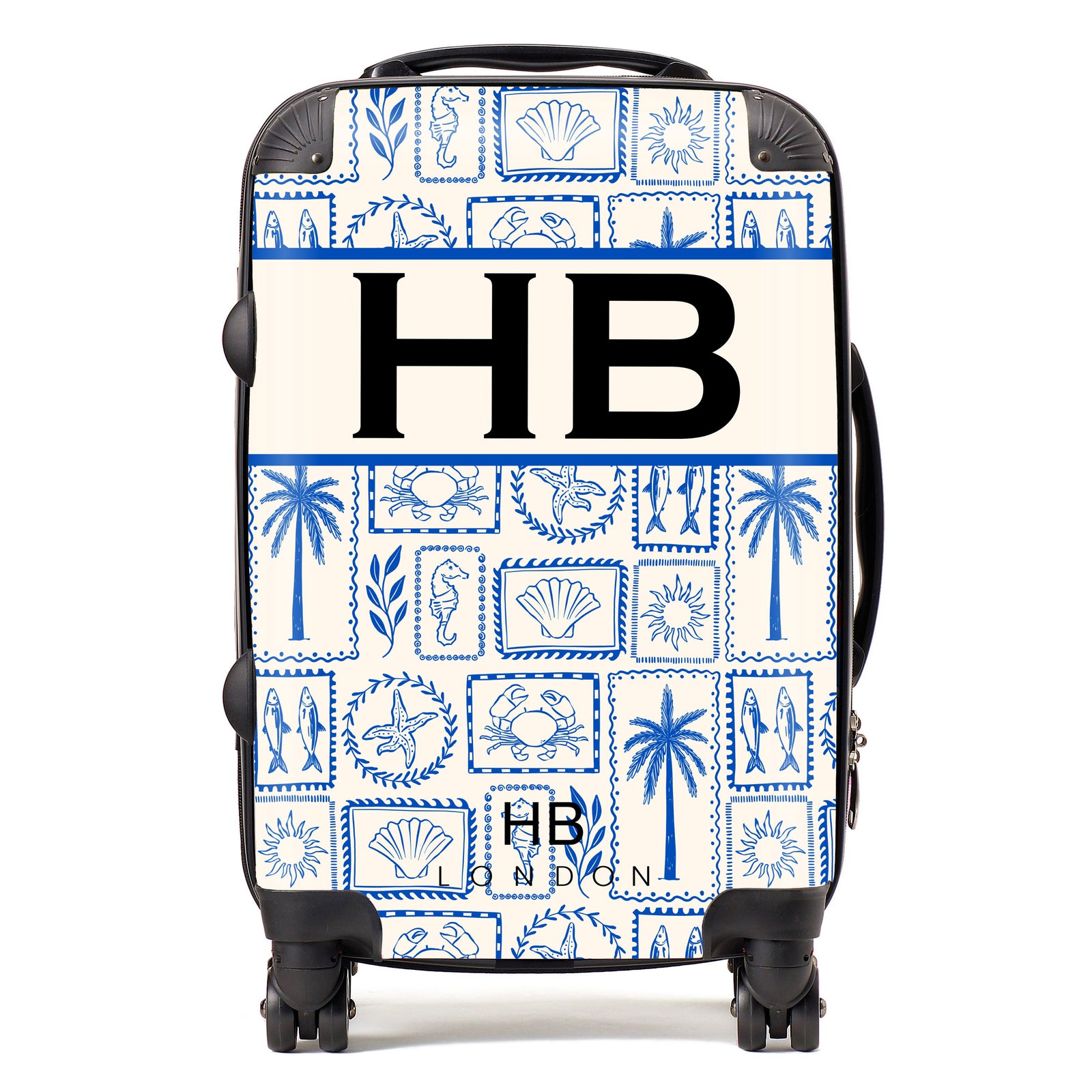 Personalised Santorini Stamps with Black Font Initial Suitcase