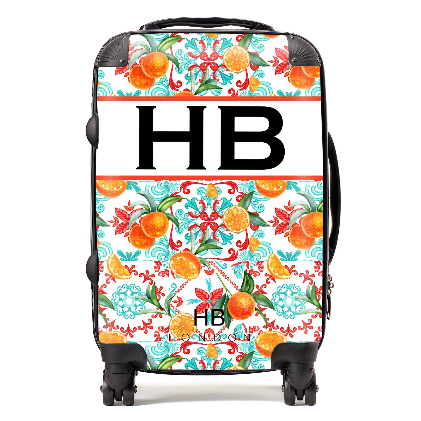 Personalised Sicilian Orchard with Black Font Initial Suitcase