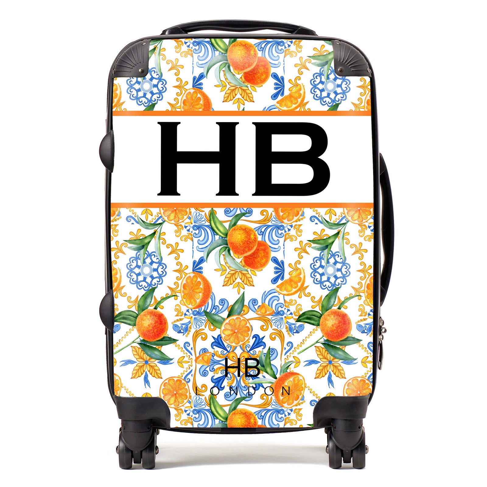 Personalised Amalfi Market with Black Font Initial Suitcase