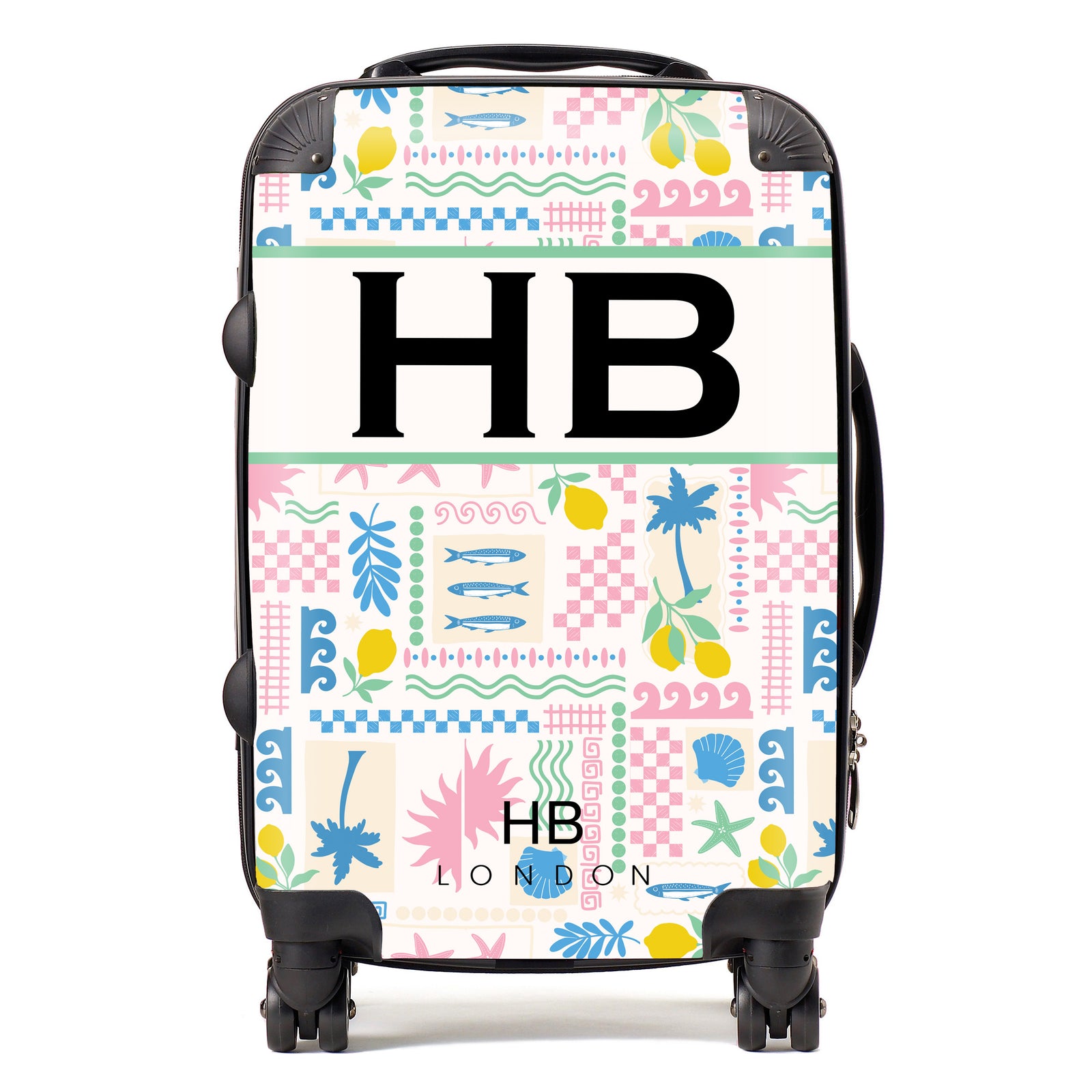 Personalised Côte d'Azur Dreams with Black Font Initial Suitcase