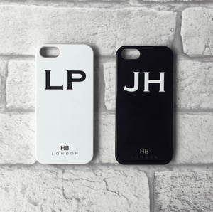 Personalised Black with White Font Initial Phone Case - HB LONDON