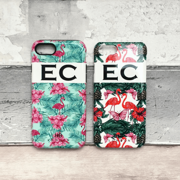 Personalised Flamingo and Butterfly Initial Phone Case - HB LONDON