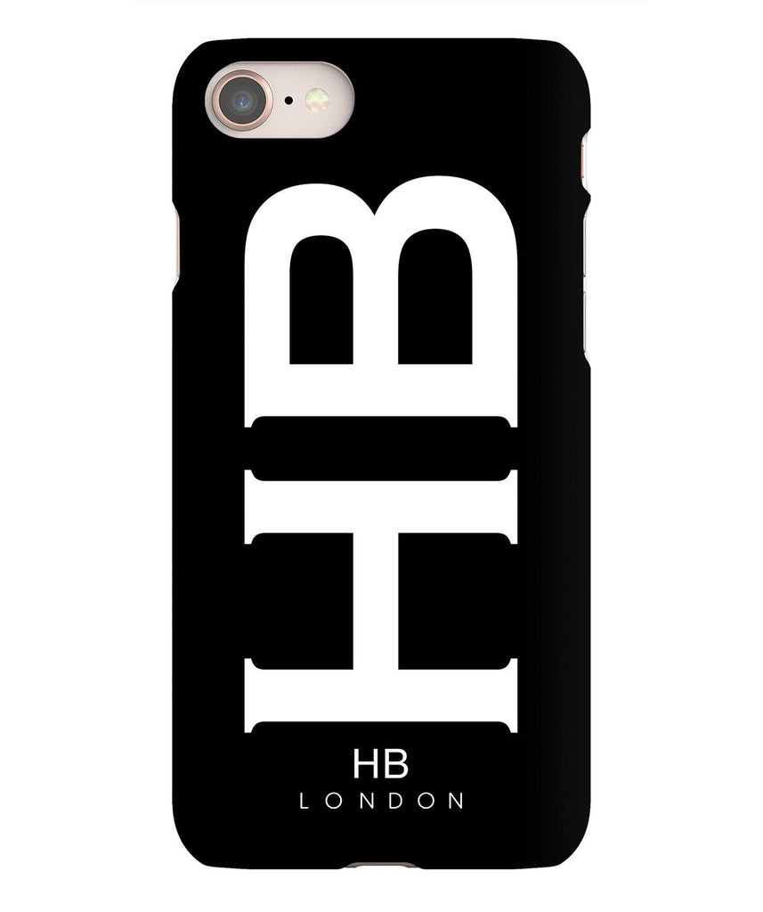 Personalised Black XL with White Font Initial Phone Case - HB LONDON