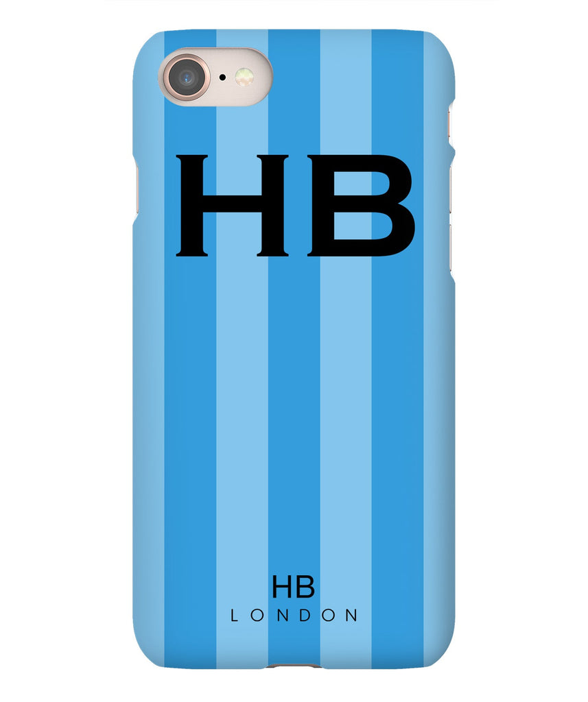 Personalised Blue Stripe with Black Font Initial Phone Case - HB LONDON