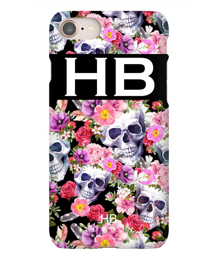 Personalised Floral Skull Initial Phone Case - HB LONDON