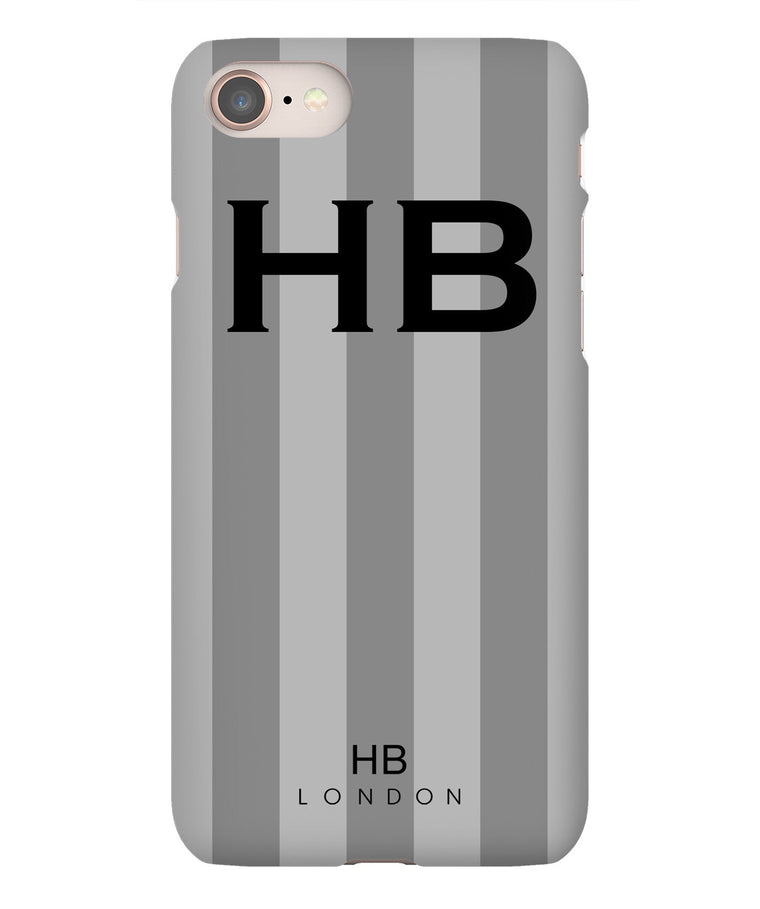 Personalised Grey Stripe with Black Font Initial Phone Case - HB LONDON