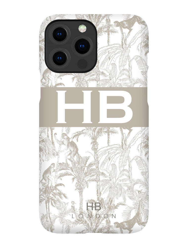 Personalised Greige Jungle Toile with Original Font Initial Phone Case - HB LONDON