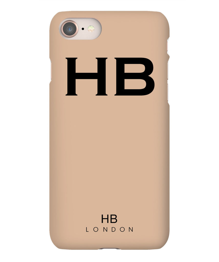 Personalised Nude with Black Font Initial Phone Case - HB LONDON