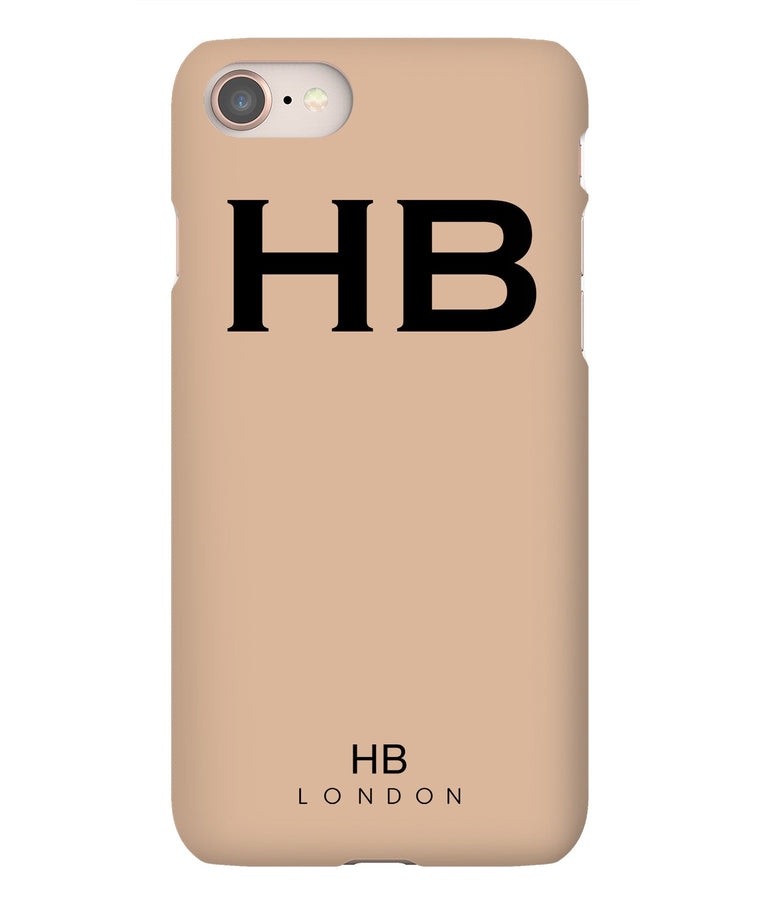 Personalised Nude with Black Font Initial Phone Case - HB LONDON