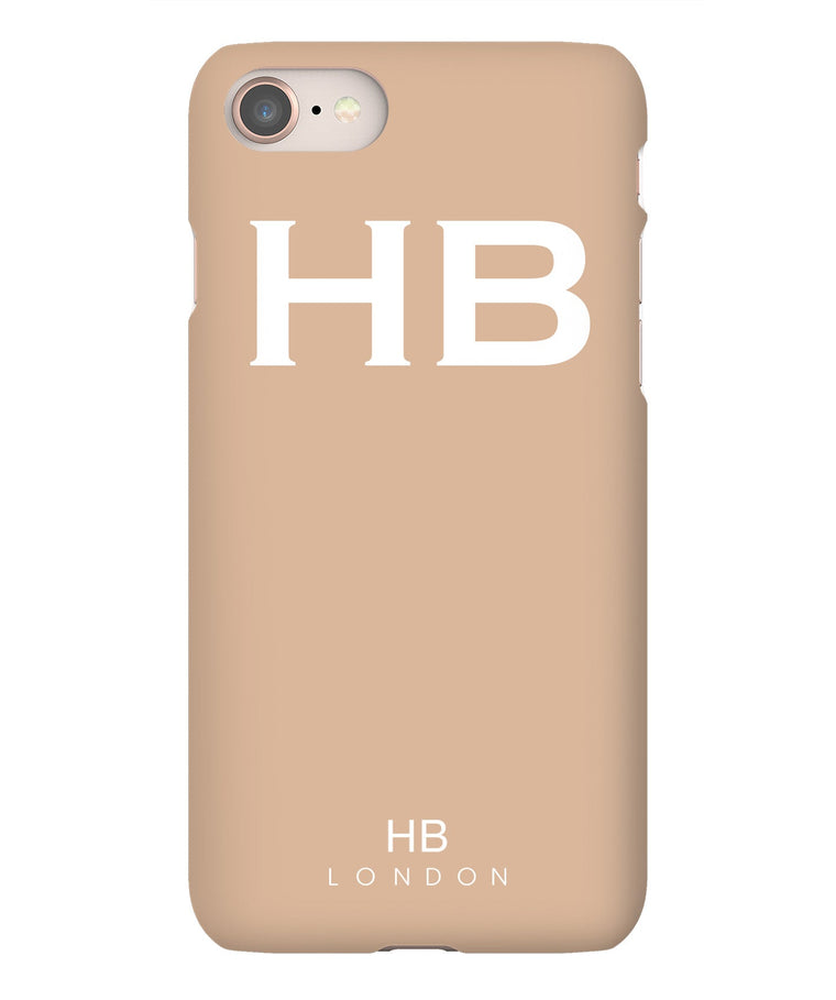 Personalised Nude with White Font Initial Phone Case - HB LONDON