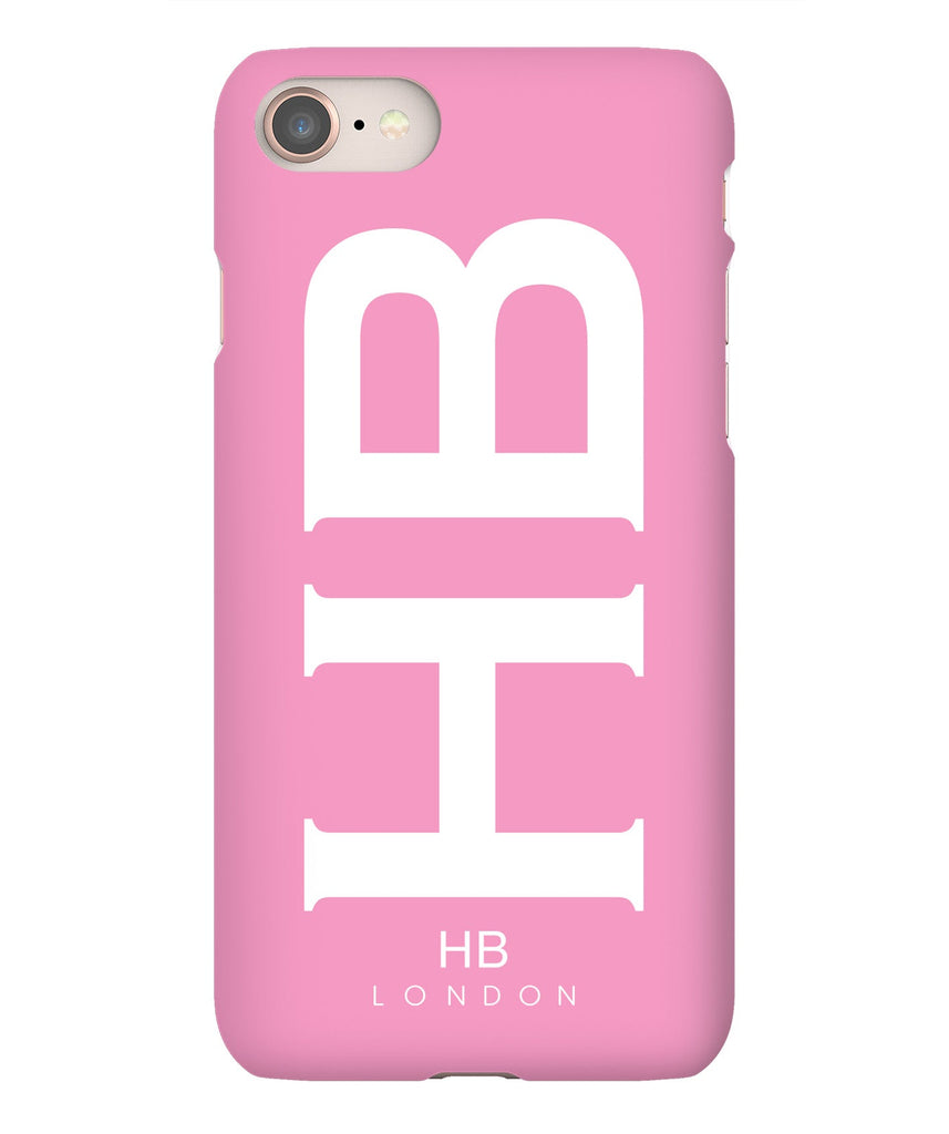 Personalised Pink XL with White Font Initial Phone Case - HB LONDON