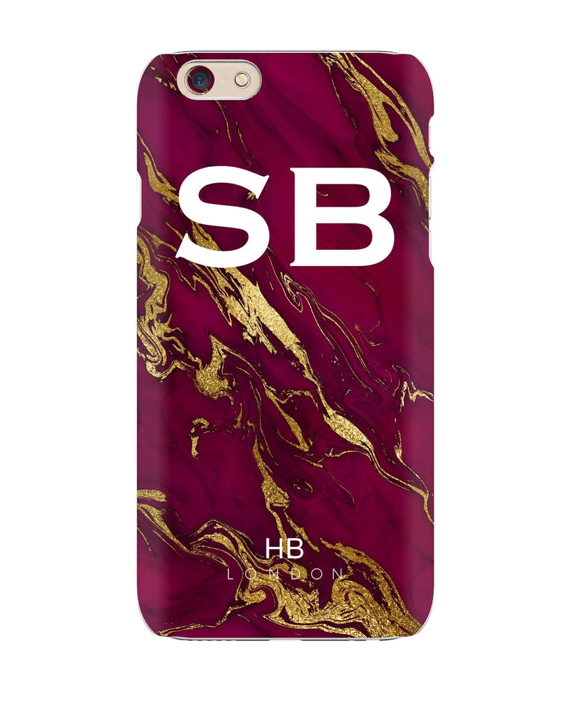 Personalised Purple and Gold Marble with White Font Initial Phone Case - HB LONDON