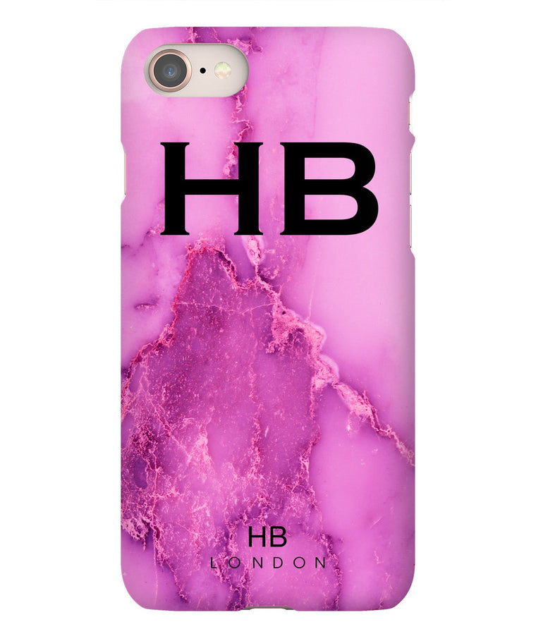 Personalised Purple Natural Marble with Black Font Initial Phone Case - HB LONDON