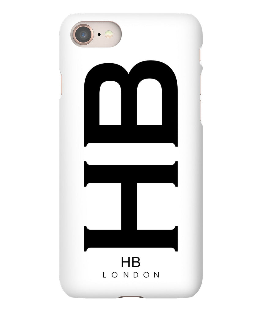 Personalised White XL with Black Font Initial Phone Case - HB LONDON