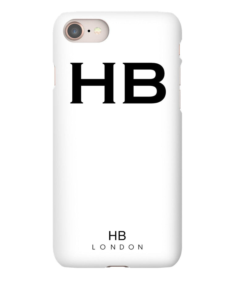 Personalised White with Black Font Initial Phone Case - HB LONDON