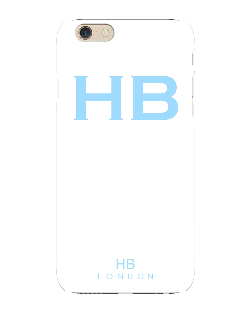 Personalised White with Blue Font Initial Phone Case - HB LONDON