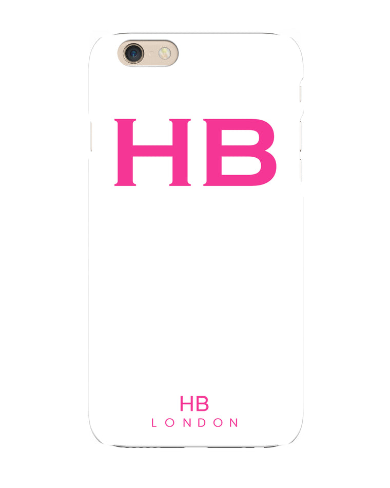 Personalised White with Hot Pink Font Initial Phone Case - HB LONDON